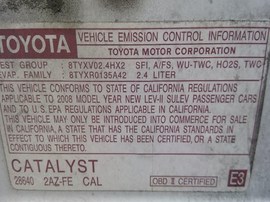 2008 TOYOTA CAMRY, WHITE, LE, 2.4L, AT, Z25005